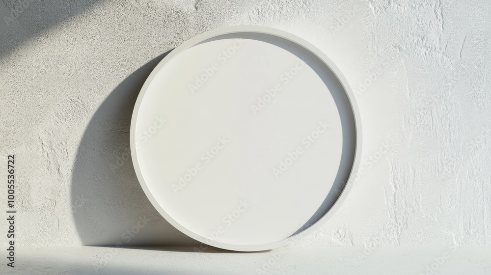 Minimalist round white plaster circle against Minimalist round white plaster circle against