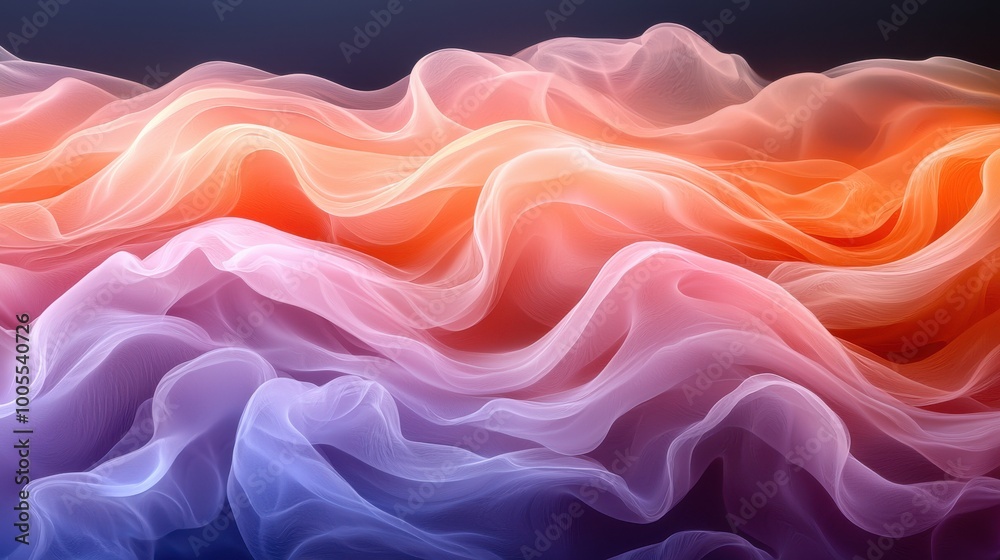 Fototapeta premium Flowing abstract waves of pastel colors create a dreamlike atmosphere in a serene digital artwork