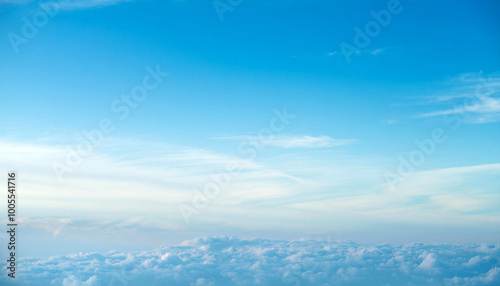 Gorgeous Above View of the Clear Blue Sky and Fluffy Clouds.