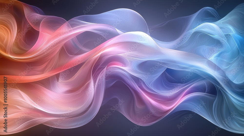 custom made wallpaper toronto digitalColorful flowing smoke waves in a vibrant gradient against a dark background, creating a mesmerizing visual effect