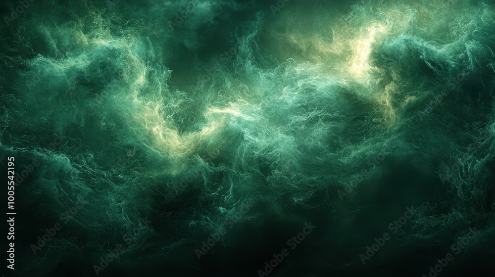 Mysterious green clouds swirling in a dramatic sky at twilight, creating a surreal and captivating atmosphere Mysterious green clouds swirling in a dramatic sky at twilight, creating a surreal and captivating atmosphere
