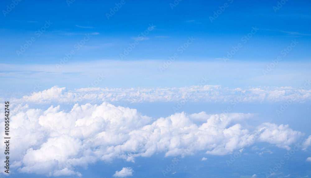 Gorgeous Above View of the Clear Blue Sky and Fluffy Clouds. Gorgeous Above View of the Clear Blue Sky and Fluffy Clouds.