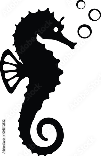 seahorse silhouette vector icon flat illustration logo clipart