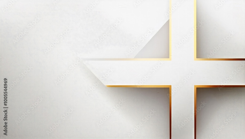 Fototapeta premium Christmas invitation card, Elegant White and Gold Cross on Minimalist Background