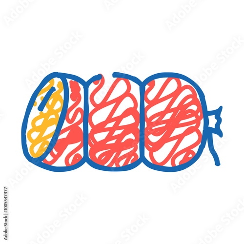 ham sausage meat doodle icon sketch vector. ham sausage meat sign. isolated symbol illustration