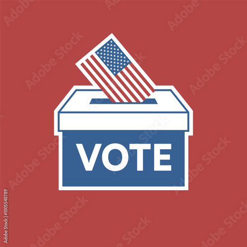 American Flag Ballot Box with Vote Card for U.S. Elections