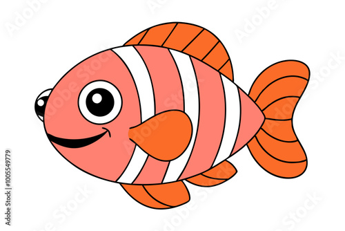 A happy cute fish vector Illustration on white background photo