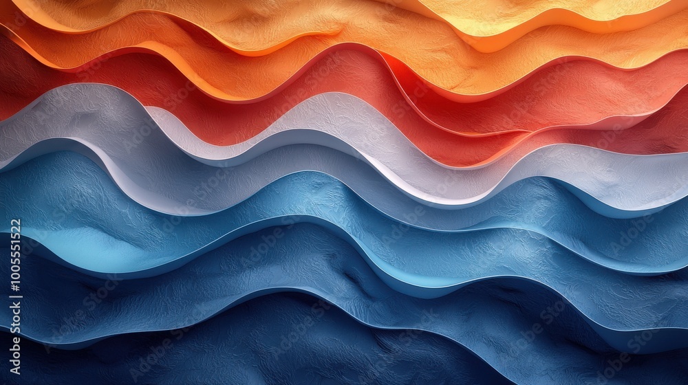 Vibrant layers of textured paper in warm and cool colors creating a dynamic visual display in artistic arrangement Vibrant layers of textured paper in warm and cool colors creating a dynamic visual display in artistic arrangement