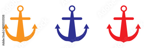 Ship anchor or boat anchor flat icon for apps and websites