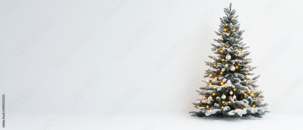 Christmas tree decorated with golden ornaments on a white background.