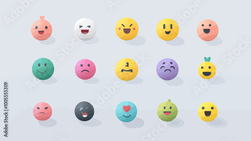 New Updated iOS 16.4 Emojis Vector Art Colorful Expressions Digital Illustration Collection of Modern Emojis for Social Media Communications and Messaging Apps