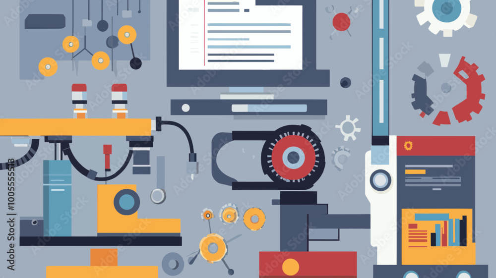 Flat Design Vector Illustration of Web Development and SEO Machines with Analytical Charts for Digital Marketing Banners and Print Materials Flat Design Vector Illustration of Web Development and SEO Machines with Analytical Charts for Digital Marketing Banners and Print Materials