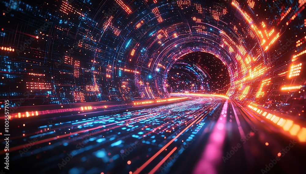Glowing digital data streams flowing through a virtual cityscape, futuristic glowtime, tech innovation and connectivity Glowing digital data streams flowing through a virtual cityscape, futuristic glowtime, tech innovation and connectivity