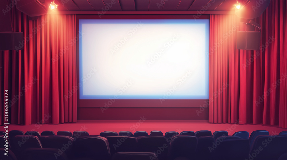 Obraz premium mockup projector screen inside cinema. for watching movies, Ai generated images