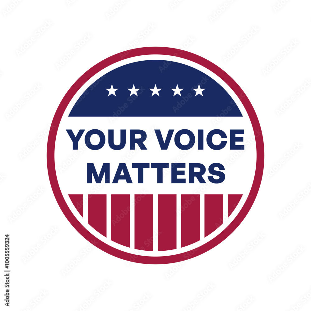 White Circular Design with Red Border, Centered Text Your Voice Matters White Circular Design with Red Border, Centered Text Your Voice Matters