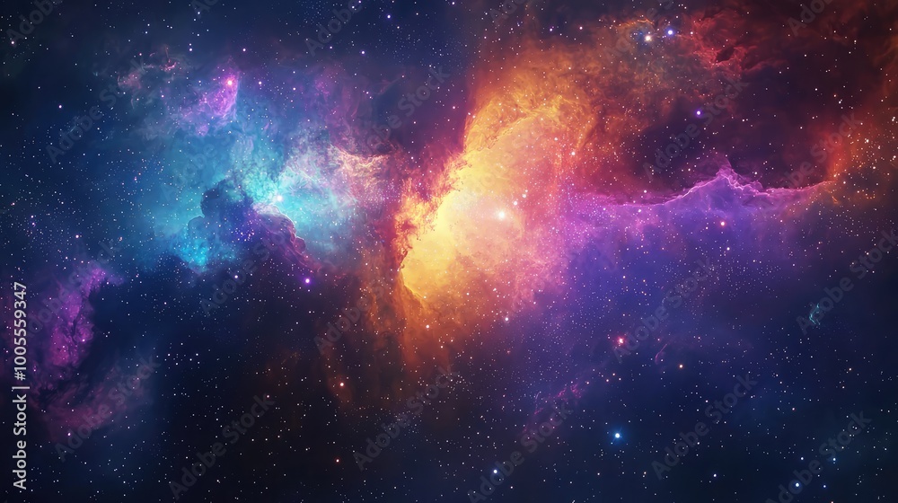 A stunning cosmic landscape of vibrant nebulae and twinkling stars, showcasing the beauty of the universe's expansive mysteries. A stunning cosmic landscape of vibrant nebulae and twinkling stars, showcasing the beauty of the universe's expansive mysteries.