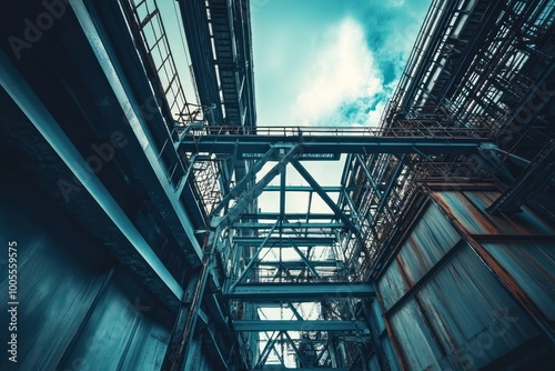 Looking Up Through Industrial Steel Structure