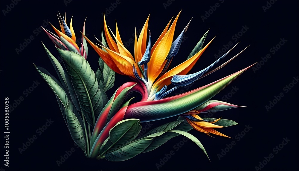 PNG Birds of Paradise plant blossom flower leaf.