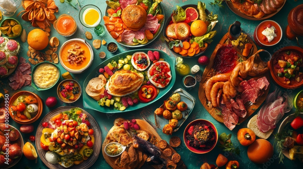 A vibrant banner for a food festival, showcasing delicious dishes and culinary delights. The design incorporates mouth-watering images and colorful text to entice food lovers A vibrant banner for a food festival, showcasing delicious dishes and culinary delights. The design incorporates mouth-watering images and colorful text to entice food lovers