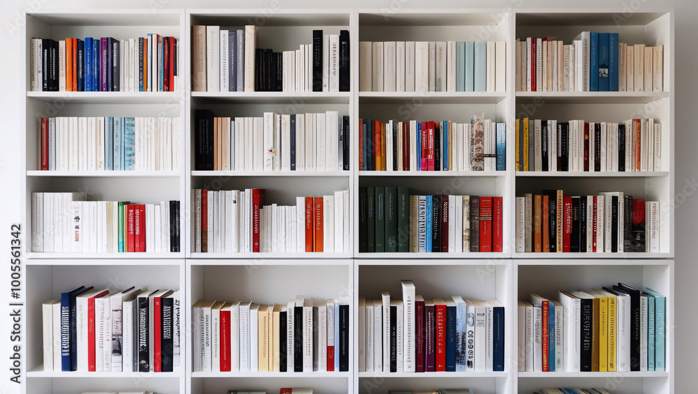 a white wooden bookcase filled with books in a public library, education, book, library, knowledge, literature, university a white wooden bookcase filled with books in a public library, education, book, library, knowledge, literature, university