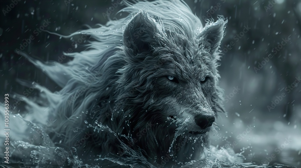 Wolf in the Rain: A Mystical Portrait Wolf in the Rain: A Mystical Portrait