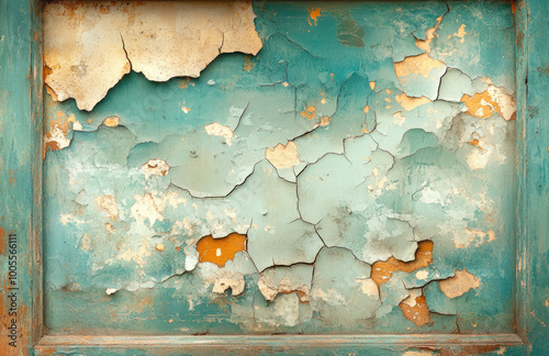  A detailed texture of cracked paint on an old wall. Created with Ai