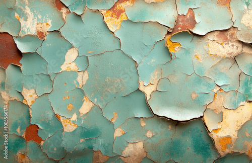 A texture of cracked paint on an old wall, showcasing the beauty and imperfection in its patterns. Created with Ai