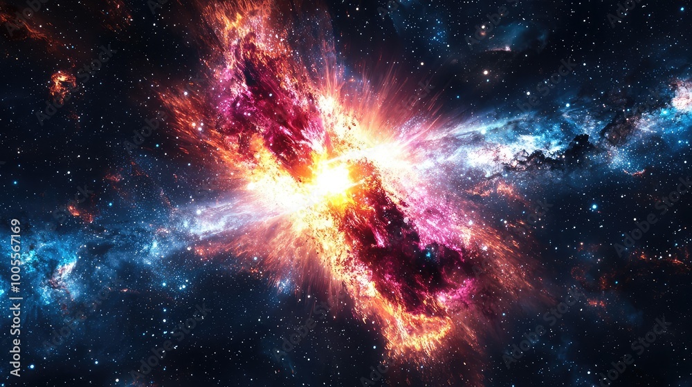 A vibrant explosion of colors in the cosmos, illustrating the beauty and mystery of the universe. A vibrant explosion of colors in the cosmos, illustrating the beauty and mystery of the universe.