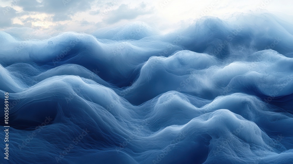 Fototapeta premium Raging ocean waves crashing against each other under a cloudy sky during the late afternoon hours at a remote coastline