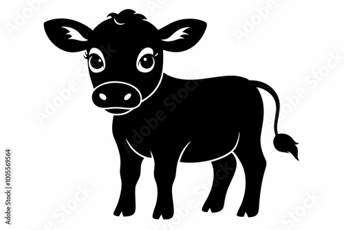 Baby Cow Calf Silhouette Vector, Cute Baby Cow Svg