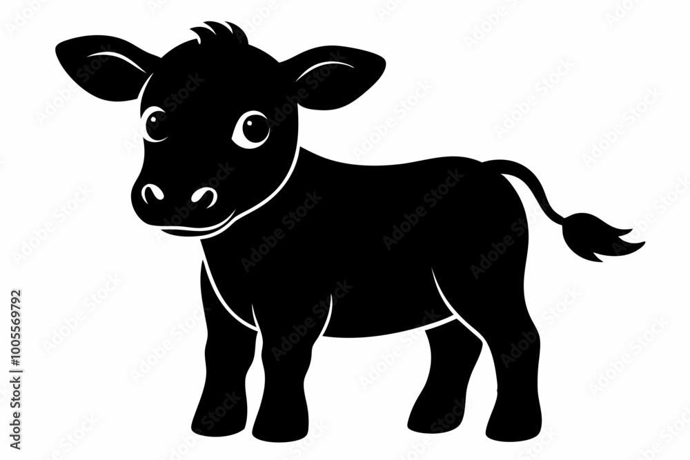 Baby Cow Calf Silhouette Vector, Cute Baby Cow Svg Baby Cow Calf Silhouette Vector, Cute Baby Cow Svg