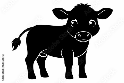 Baby Cow Calf Silhouette Vector, Cute Baby Cow Svg