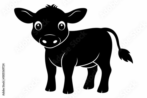 Baby Cow Calf Silhouette Vector, Cute Baby Cow Svg