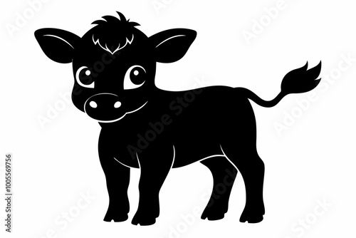 Baby Cow Calf Silhouette Vector, Cute Baby Cow Svg