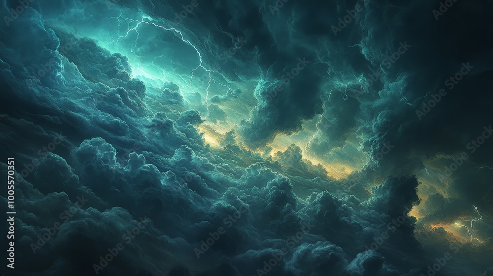 Fototapeta premium An expansive sky filled with dramatic storm clouds, dark and foreboding.