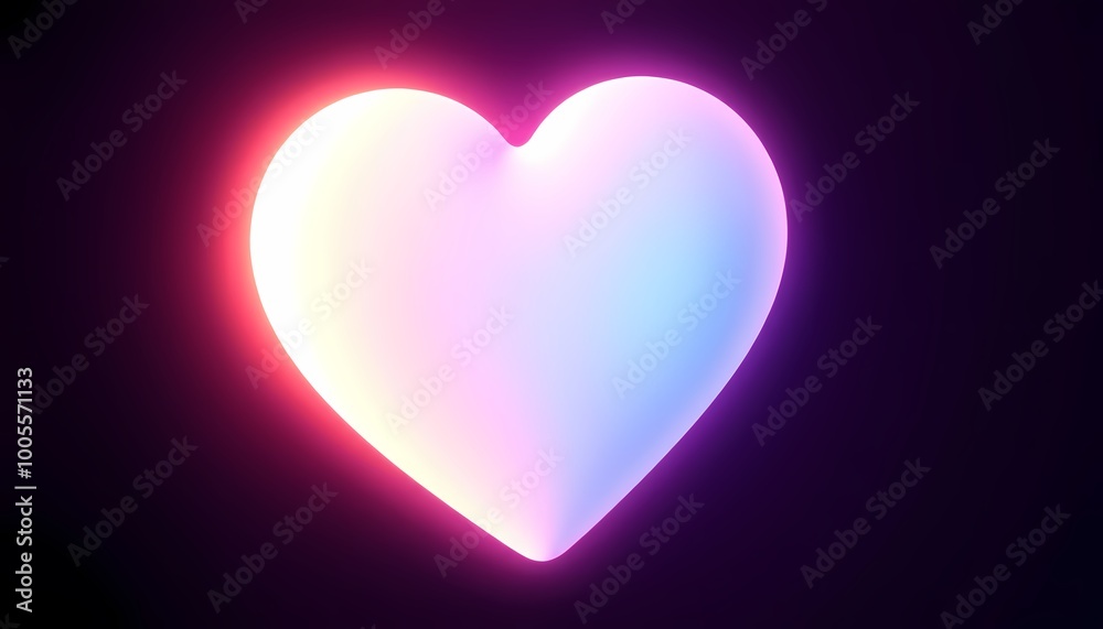 White to Sky Blue Glowing Heart with Warm Glow on Black to Purple Gradient Background White to Sky Blue Glowing Heart with Warm Glow on Black to Purple Gradient Background