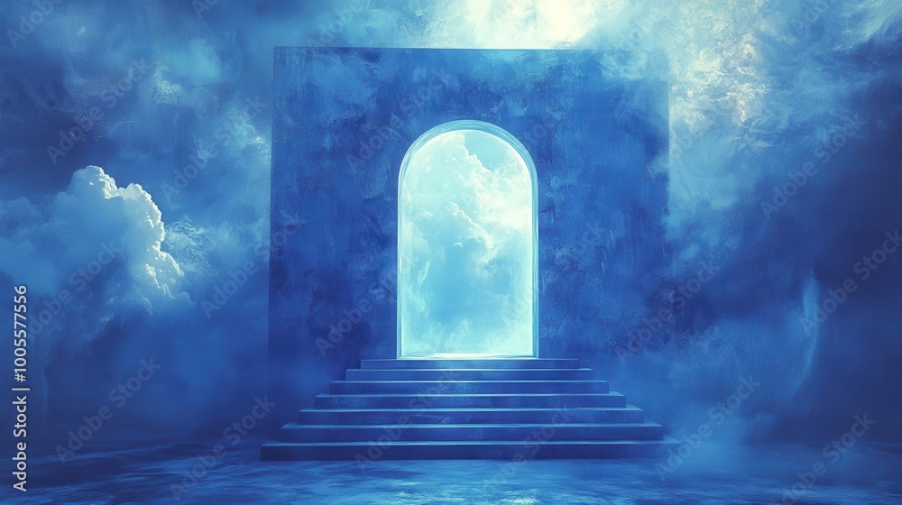 Stone Archway Leading to a Bright Sky Through Clouds Stone Archway Leading to a Bright Sky Through Clouds