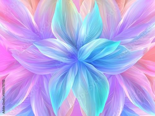 With a blue, pink, and violet psychedelic design, Crinkle Cut Pulse is an abstract digital fractal painting that is optically challenging. photo