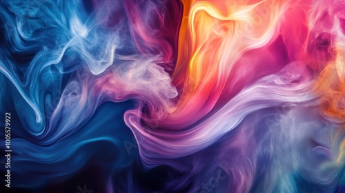 A vibrant swirl of colorful smoke patterns creating an abstract, artistic background.