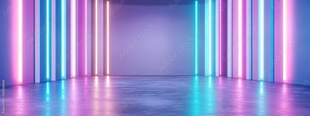 Abstract dark background with neon lights, neon figures, smoke. Night view of the street, the city. Narrow road reflection and wet pavement. Abstract dark background with neon lights, neon figures, smoke. Night view of the street, the city. Narrow road reflection and wet pavement.