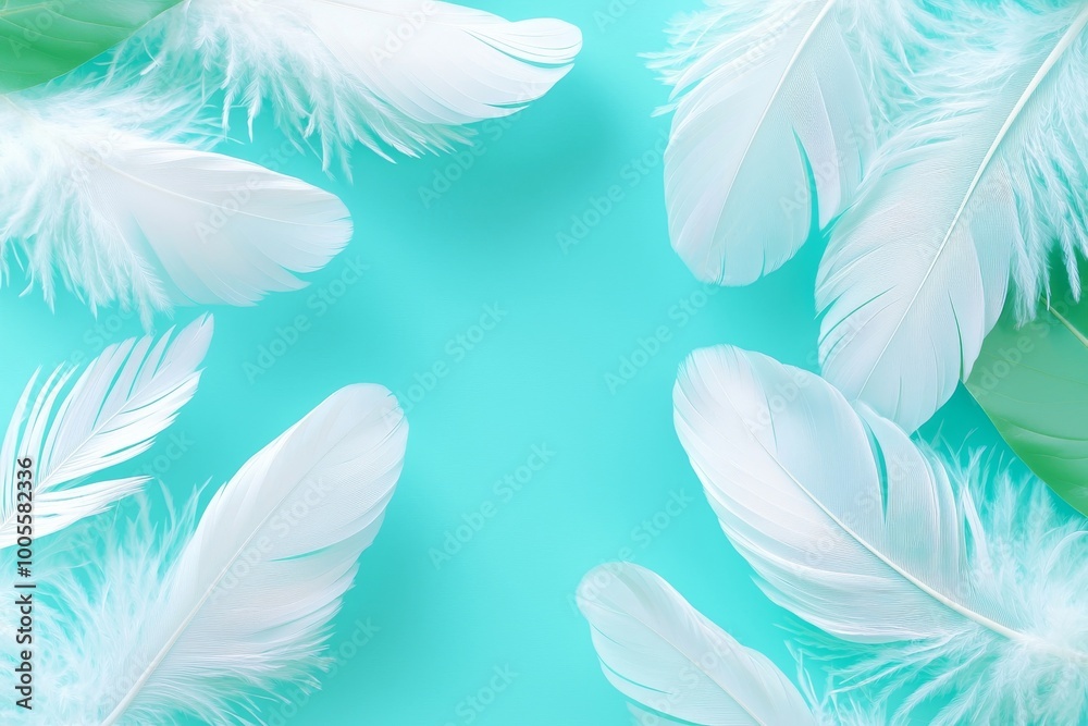 Cool background for decorative design wallpaper with white baby blue colors and pastel tone feather patterns Cool background for decorative design wallpaper with white baby blue colors and pastel tone feather patterns