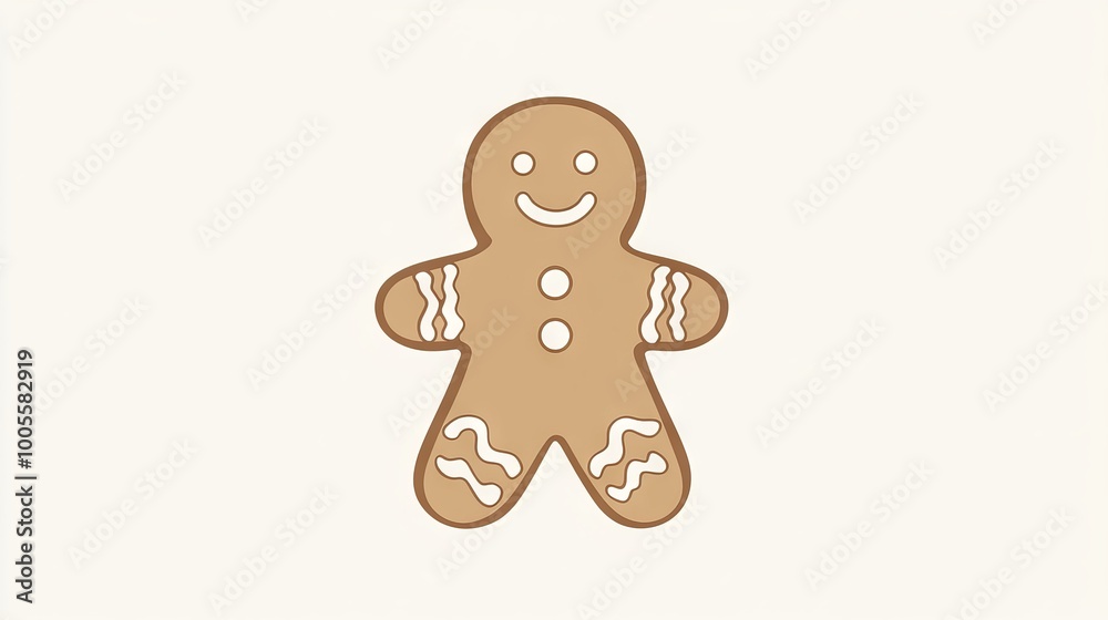 Charming illustration of a gingerbread man cookie with icing details, perfect for holiday-themed designs and festive projects. Charming illustration of a gingerbread man cookie with icing details, perfect for holiday-themed designs and festive projects.
