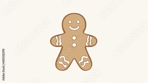 Charming illustration of a gingerbread man cookie with icing details, perfect for holiday-themed designs and festive projects.