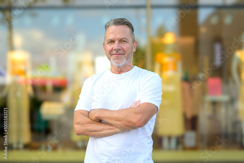 Confident Man in Casual White T-Shirt