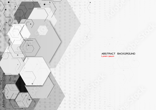 Hexagon shape element with solf light grey background