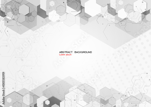 Hexagon shape element with solf light grey background