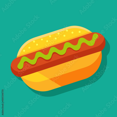 Savor A Classic Hot Dog Featuring a Fun Vector Illustration
