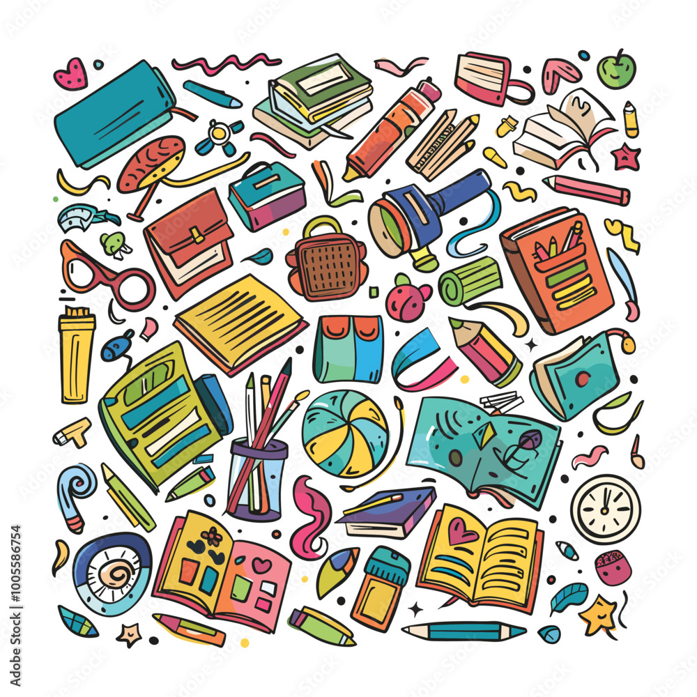 School tools Hand Drawn Doodle Vector Design School tools Hand Drawn Doodle Vector Design