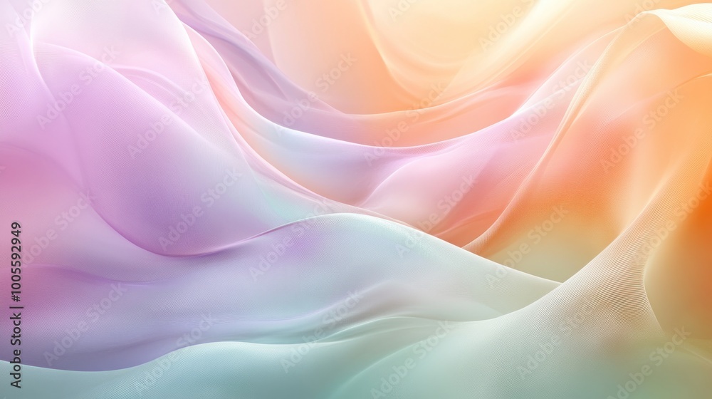 Obraz premium Soft, flowing pastel waves create an ethereal, abstract background.