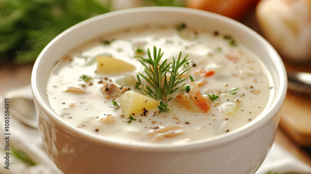 Clam chowder is a rich and creamy soup made with clams Clam chowder is a rich and creamy soup made with clams